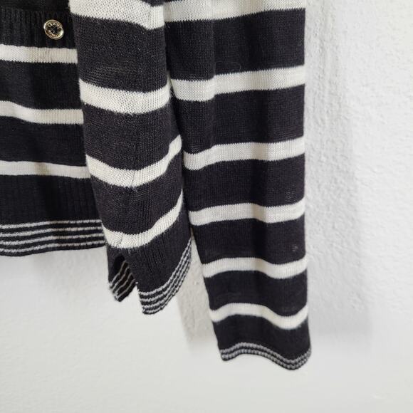 NWT Tommy Hilfiger Knit Cardigan Sweater Sz XL Black White Stripe Pockets Preppy - Picture 4 of 8